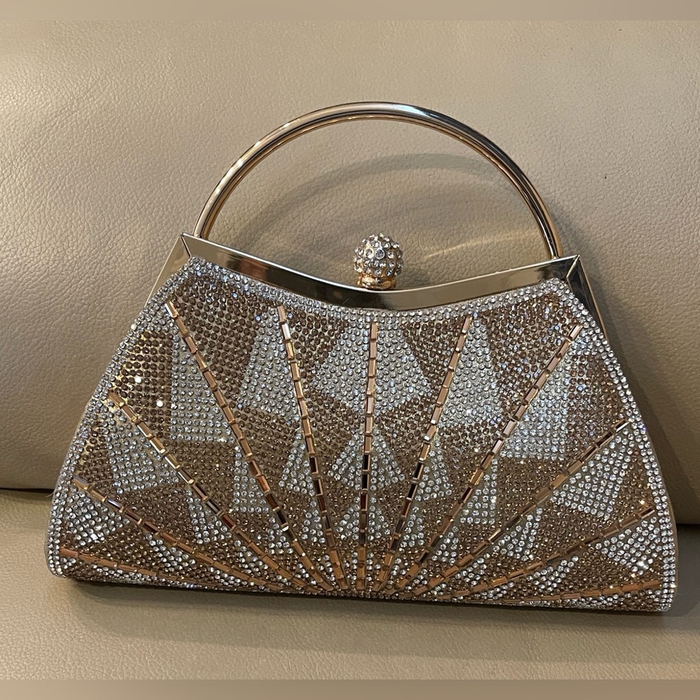 Prezzo - Rhinestone Elegant Silver and Gold Evening Clutch - NWT!